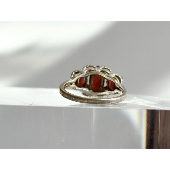 Art Deco Garnet Vermeil Overlay 925 Sterling Silver Vintage Ring - sz 6.75 - Picture 4 of 15